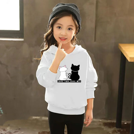 Love you love me cat Children Toddler 3-12 Year Coat Fashion Clothing Boys Girls Hoodie  Tops Spring Autumn Leisure Sweatshirr