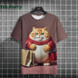 Cat Print T-shirts for Men Casual Short Sleeved Tee Oversized Mens Clothing Men's Funny T-shirt Animal Print Graphic T shirts