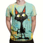 Cute Cat Pattern T-Shirt For Men Animal 3D Printed T Shirts Summer Fashion Casual Street Short Sleeve Tees Loose Crew Neck Tops