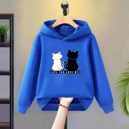 Love you love me cat Children Toddler 3-12 Year Coat Fashion Clothing Boys Girls Hoodie  Tops Spring Autumn Leisure Sweatshirr