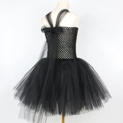 Black Cat Costume for Girls Carnival Party Fancy Dress Up Clothes Outfit Toddler Kids Halloween Tutu Dress Animal Kitty Costumes