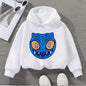 Kids' Sweatshirt Cute Blue Cat Face Print Toddler Pullover Long Sleeve Cotton Casual Top for Boys Girls 2-8Y