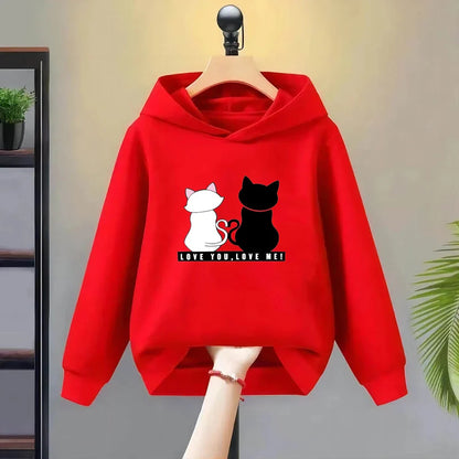Love you love me cat Children Toddler 3-12 Year Coat Fashion Clothing Boys Girls Hoodie  Tops Spring Autumn Leisure Sweatshirr