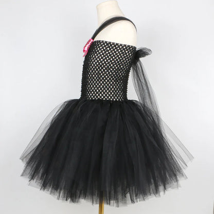 Black Cat Costume for Girls Carnival Party Fancy Dress Up Clothes Outfit Toddler Kids Halloween Tutu Dress Animal Kitty Costumes