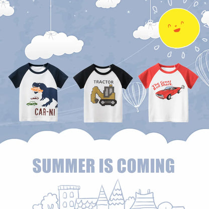 Kids Girls Clothes 100% Cotton Short Sleeve T-Shirts Bear Cat Cartoon Children Clothes 2 3 4 5 6 7 8 Years Kids Summer Clothing
