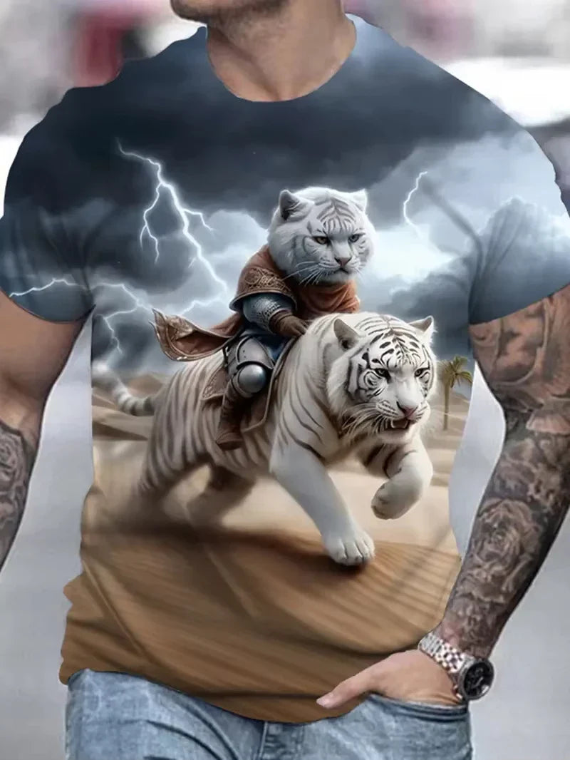 Men's Casual Shirts 3D Cute Cat T-Shirt Short Sleeve Pullover Outdoor Tops Oversized Clothing T shirt Men Women's Kids Tshirt