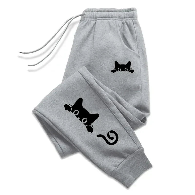Cute Cat Printed Womens Sweatpants Daily Casual Fashion Trousers Sports Jogging Sweat Woman Pants Outdoors Street Hot Sale Pants