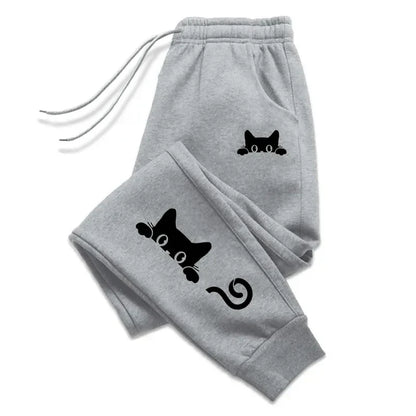 Cute Cat Printed Womens Sweatpants Daily Casual Fashion Trousers Sports Jogging Sweat Woman Pants Outdoors Street Hot Sale Pants