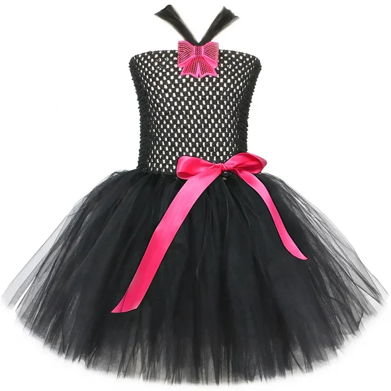 Black Cat Costume for Girls Carnival Party Fancy Dress Up Clothes Outfit Toddler Kids Halloween Tutu Dress Animal Kitty Costumes