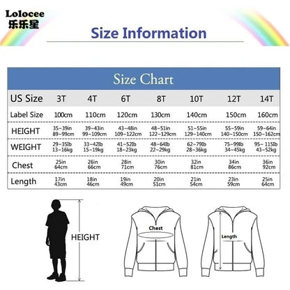 Cute Black Cat Print Zip-up Jacket Spring Boys Hooded Sweatshirt Cartoon Zipper Coat Autumn Kids Outdoor Hoodie Clothing MKA1