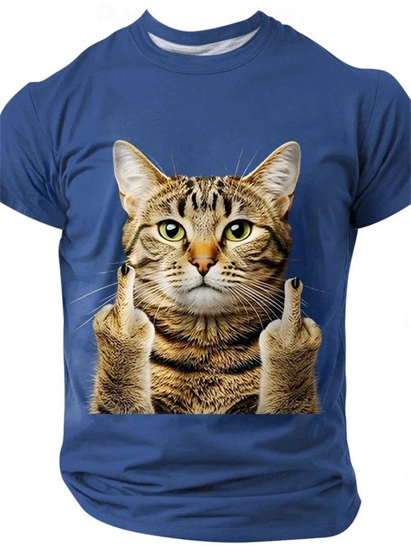 Cute Funny Cat Graphic T Shirt For Men Novelty Animals 3D Printed Tees Casual Short Sleeve Round Neck Tops Street Kids T-Shirts