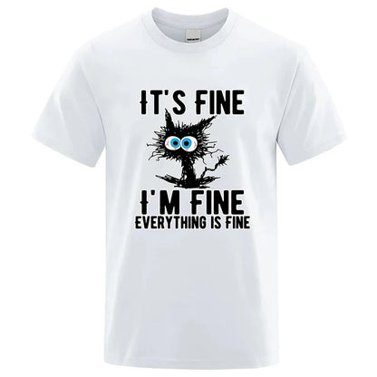 Men's High Quality T-shirt 100% Cotton Funny Cool Cat Printed T-shirt Casual Men's Short Sleeve T-shirt for Men T-Shirt Male Top