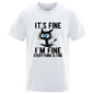 Men's High Quality T-shirt 100% Cotton Funny Cool Cat Printed T-shirt Casual Men's Short Sleeve T-shirt for Men T-Shirt Male Top