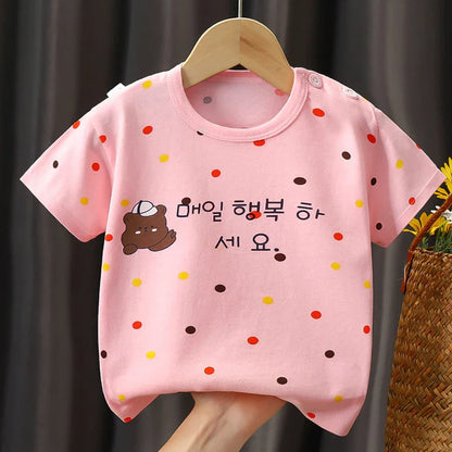 Kids Clothes T-Shirt  Children's Clothing  Boys Girls Summer Cartoon Tops Short Sleeve Clothes 100% Cotton Baby Clothing