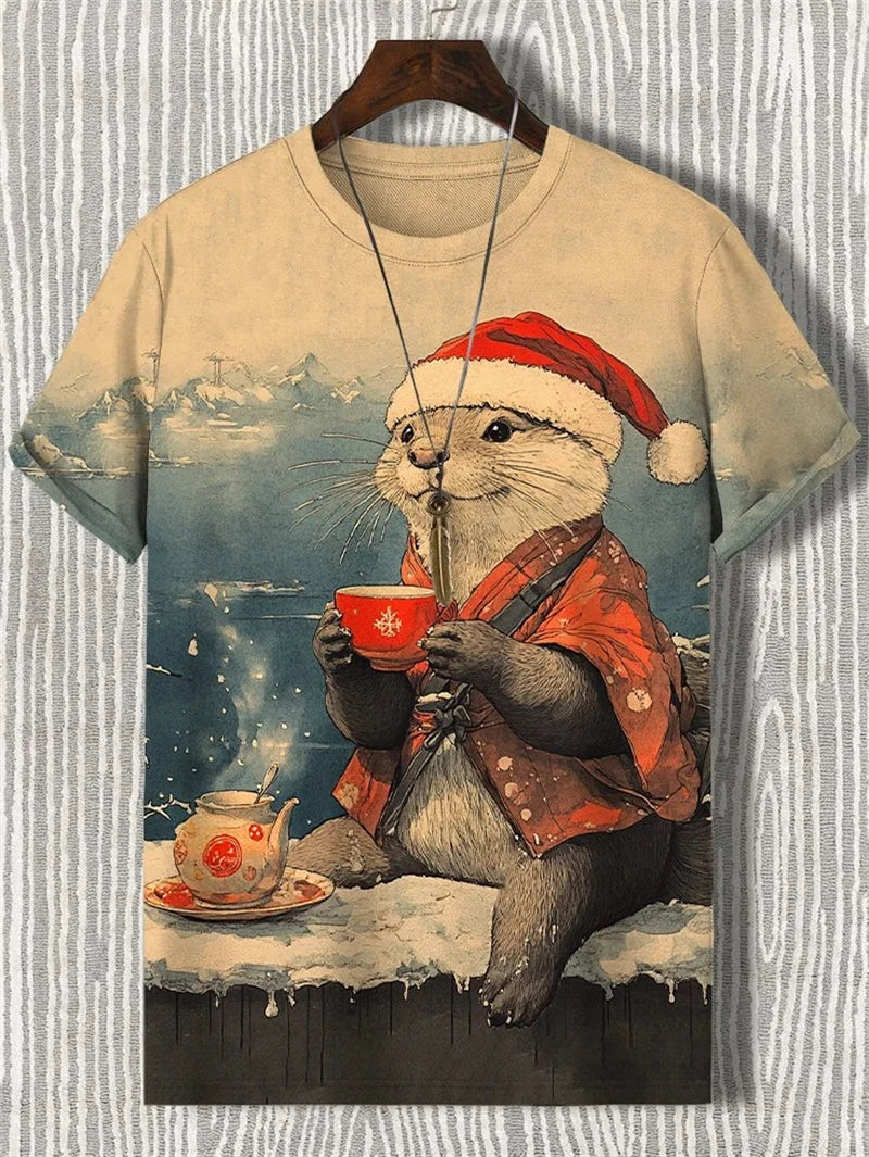 Funny Cat Graphic T Shirts For Men Fashion Summer Short Sleeve Crew Neck 3D Printed Kids T-shirts Casual Oversized Harajuku Tees