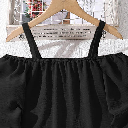 Kids Clothing Sets For Girls Khaki Off-shoulder Long sleeve Top & Stripe Printing Pants Summer Resort Style Children Suits OOTD