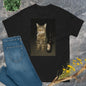 Fun Cat Print Men T-shirt Outdoor Street Casual Funny Personality Versatile Fashionable Trendy Pure Cotton Short-sleeve Clothing