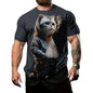 Men's T-Shirt Funny Cat Pattern Cool Printed Men's Short Sleeve Fashion O-Neck T-Shirt Outdoor Casual Lightweight Men's Clothing
