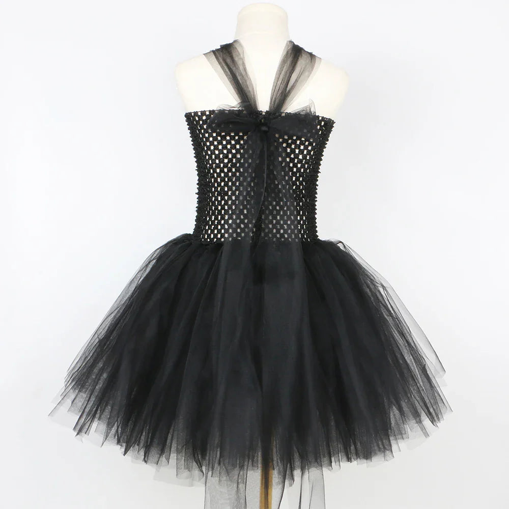 Black Cat Costume for Girls Carnival Party Fancy Dress Up Clothes Outfit Toddler Kids Halloween Tutu Dress Animal Kitty Costumes