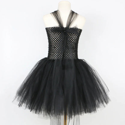 Black Cat Costume for Girls Carnival Party Fancy Dress Up Clothes Outfit Toddler Kids Halloween Tutu Dress Animal Kitty Costumes