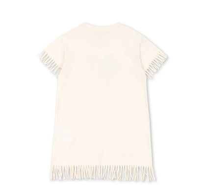 Summer 2025 KS Children Clothes Set Girls Cute Cat Print Tassels T-shirts Shorts Suit Kids Thin Soft Sling Dresses Girl Clothing