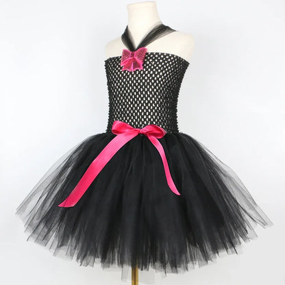 Black Cat Costume for Girls Carnival Party Fancy Dress Up Clothes Outfit Toddler Kids Halloween Tutu Dress Animal Kitty Costumes