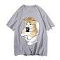 Cute Kitten Cat Play Games Print Avant-garde Fashion Trend Loose Cotton Round Neck Short Sleeve Men's T-shirt Korean Clothing