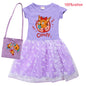 Kid-e-cats Clothes Kids Three Kitten Russian Cartoon Clothing Baby Girl Halloween Costume Dresses Children Princess Vestidos Bag